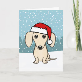 Tarjeta Festiva Cream Dachshund Santa Cute Wiener Dog Navidades