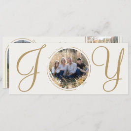 Tarjeta Festiva Cream Gold Elegant Navidades Minimalistas Joy Phot