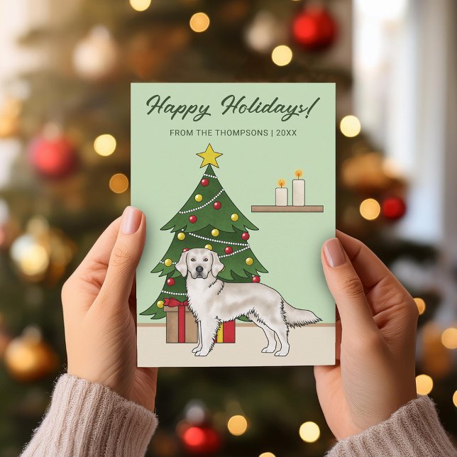Tarjeta Festiva Cream Golden Retriever Green Festimes Navidades (Subido por el creador)