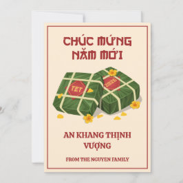 Tarjeta Festiva Cream & Red Vietnamese Tet 2026 Banh Chung