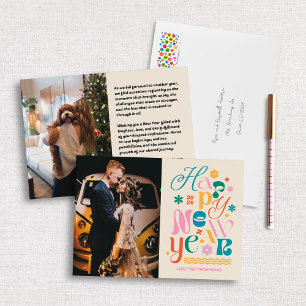 Tarjeta Festiva Cream Trendy Font Mix New Year's Photo Card