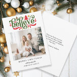 Tarjeta Festiva ¡Créanme, Feliz Navidad! Foto moderna, simple<br><div class="desc">Tarjeta fotográfica específica del cliente "Believe-Merry Christmas". Moderno y sencillo para los amantes del papel y el digital en impresión y descarga.</div>