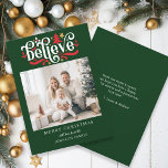 Tarjeta Festiva ¡Créanme, Feliz Navidad! Foto moderna, simple<br><div class="desc">Tarjeta fotográfica específica del cliente "Believe-Merry Christmas". Moderno y sencillo para los amantes del papel y el digital en impresión y descarga.</div>