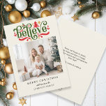 Tarjeta Festiva ¡Créanme, Feliz Navidad! Foto moderna, simple<br><div class="desc">Tarjeta fotográfica específica del cliente "Believe-Merry Christmas". Moderno y sencillo para los amantes del papel y el digital en impresión y descarga.</div>