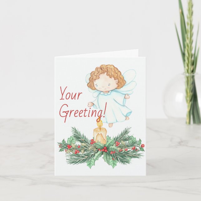 Tarjeta Festiva Crear su propio ángel de velas de Navidades (Anverso)