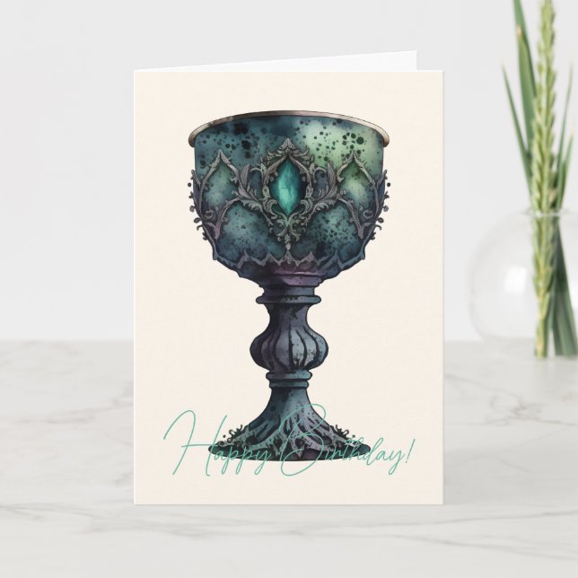 Tarjeta Festiva Crear su propio cáliz verde (Anverso)