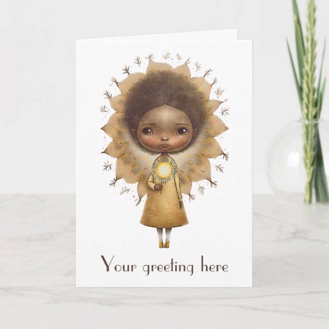 Tarjeta Festiva Crear su propio Chica de girasol lindo (Anverso)