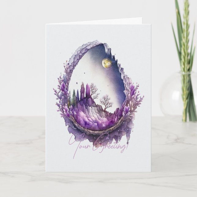 Tarjeta Festiva Crear su propio Geode Paisaje Púrpura (Anverso)