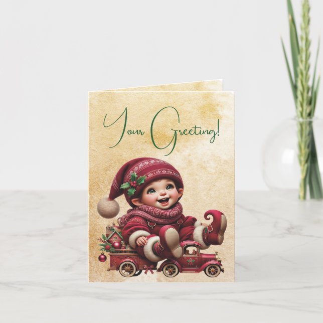 Tarjeta Festiva Crear su propio Gnome de Navidades de estilo vinta (Anverso)
