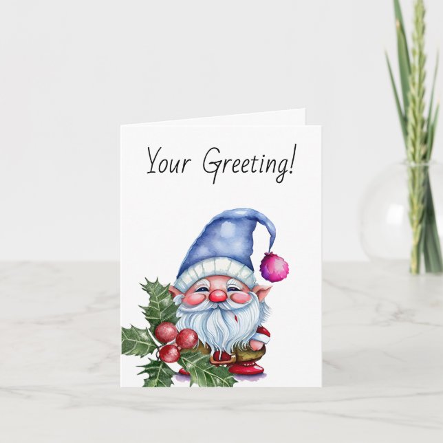 Tarjeta Festiva Crear su propio Gnome de Navidades Periwinkle (Anverso)