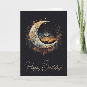 Tarjeta Festiva Crear su propio paisaje Boho Crescent Moon