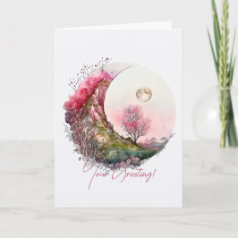 Tarjeta Festiva Crear su propio paisaje de luna rosa