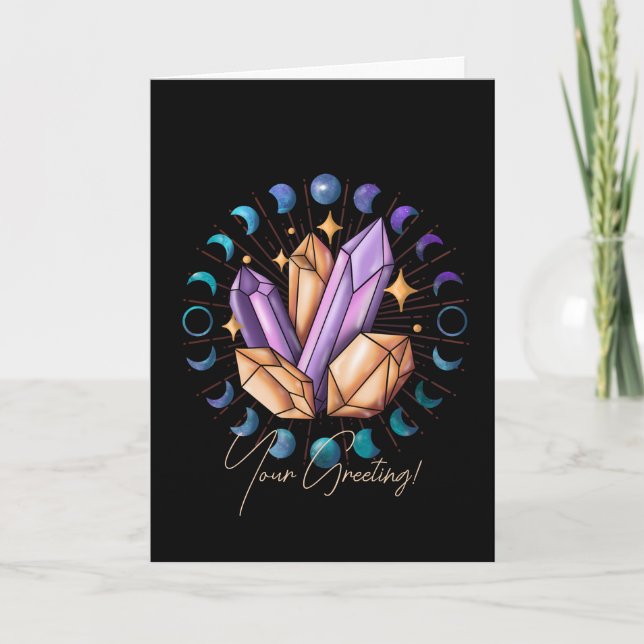 Tarjeta Festiva Crear sus propios cristales y fases de la luna (Anverso)