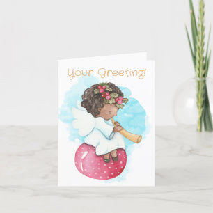 Tarjeta Festiva Crear sus propios Navidades Angel Trumpet Bauble