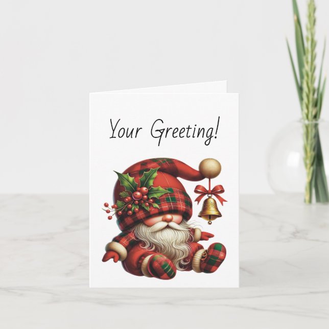 Tarjeta Festiva Crear sus propios Navidades Colocar Gnome Santa (Anverso)