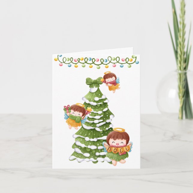 Tarjeta Festiva Crear sus propios Navidades de ángeles de nodos pe (Anverso)