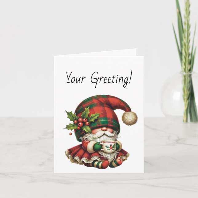 Tarjeta Festiva Crear sus propios Navidades Té Gnome (Anverso)