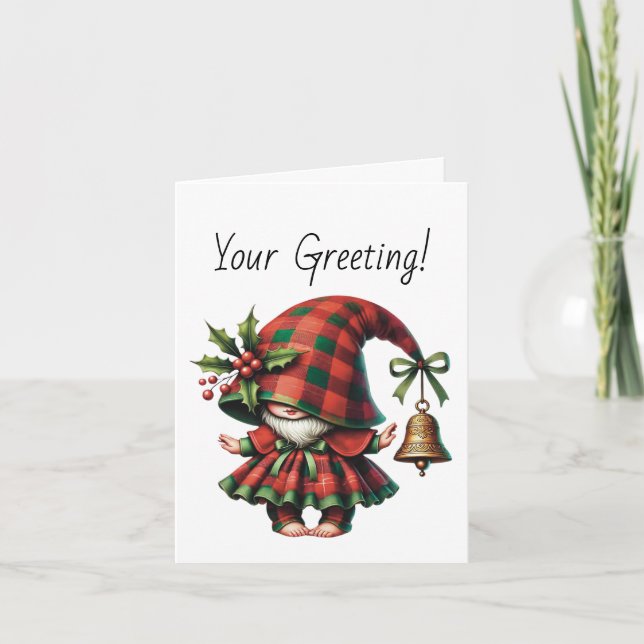 Tarjeta Festiva Crear sus propios Navidades tímidos, jugar a Gnome (Anverso)