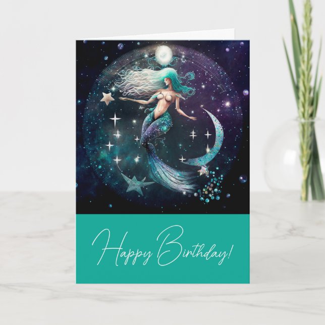 Tarjeta Festiva Crear tu propio paraíso Celestial de Sirenas (Anverso)