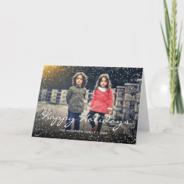 Tarjeta Festiva Crear tus Navidades de vacaciones felices copos de