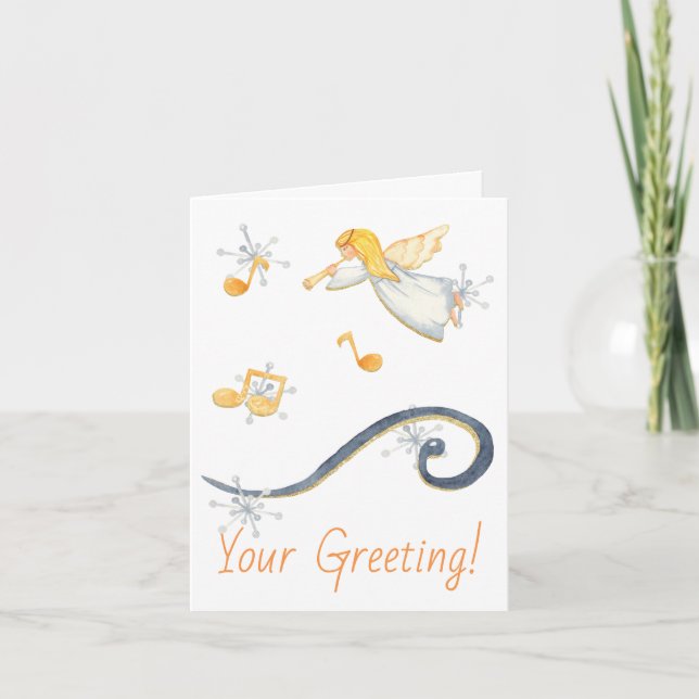 Tarjeta Festiva Crear tus propios Navidades de música Angel Trumpe (Anverso)