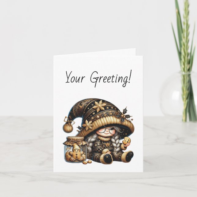 Tarjeta Festiva Crear tus propios Navidades mágicos Gnome Cookie J (Anverso)