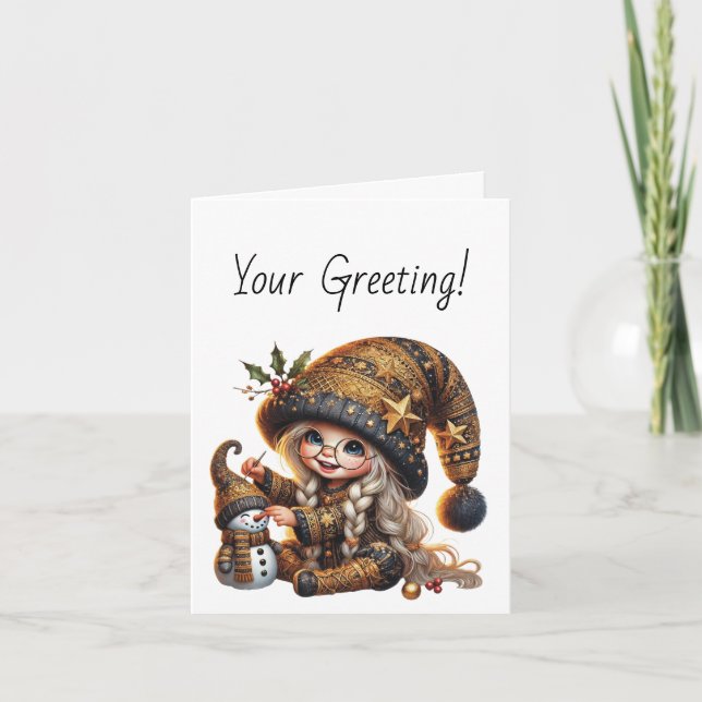 Tarjeta Festiva Crear tus propios Navidades mágicos Gnome Snowman (Anverso)