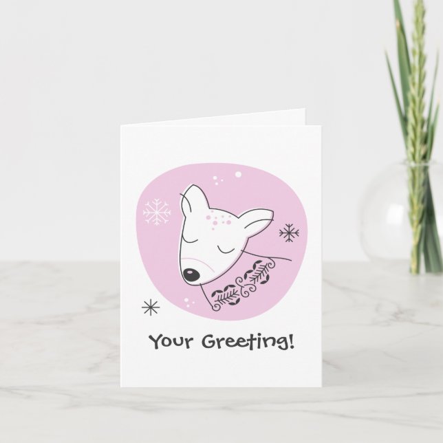 Tarjeta Festiva Crear tus propios Navidades rosados de renos retro (Anverso)