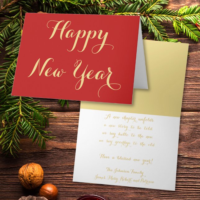 Tarjeta Festiva Crear un saludo de Año Nuevo Feliz Personalizado P (Create Custom Personalized Happy New Year Greeting Holiday Card)
