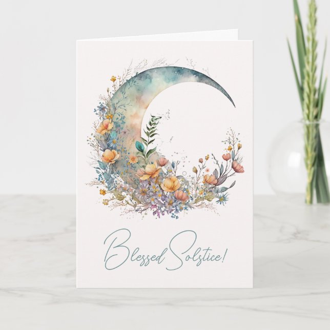 Tarjeta Festiva Create Your Own Buttercups Floral Crescent Moon (Anverso)