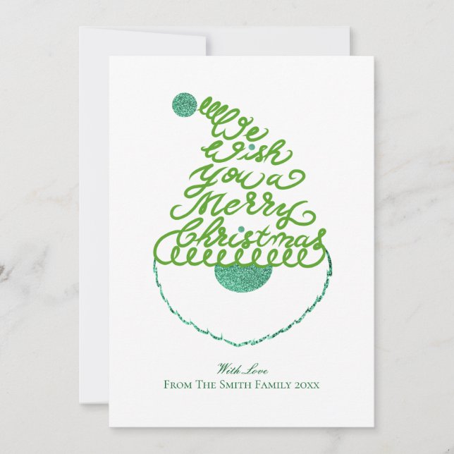 Tarjeta Festiva Create Your Own Cute Glitter Santa Christmas Flat  (Anverso)