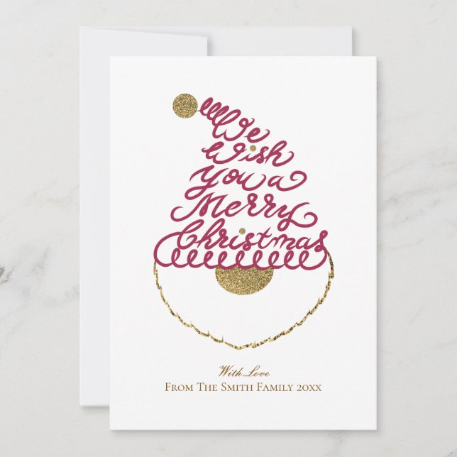 Tarjeta Festiva Create Your Own Cute Glitter Santa Christmas Flat  (Anverso)