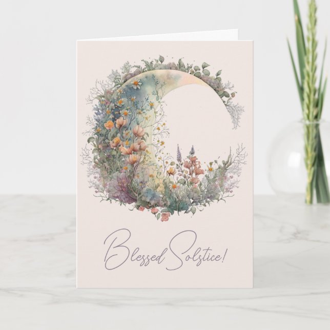 Tarjeta Festiva Create Your Own Elysian Floral Crescent Moon (Anverso)