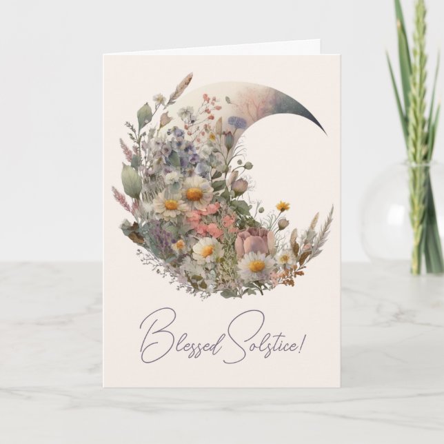 Tarjeta Festiva Create Your Own Elysian Floral Crescent Moon (Anverso)