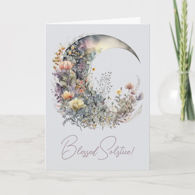 Tarjeta Festiva Create Your Own Iridescent Floral Crescent Moon (Anverso)