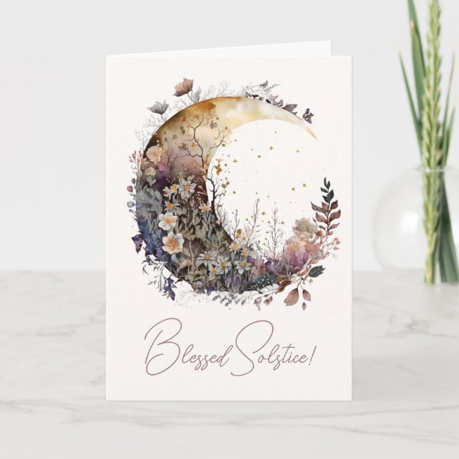 Tarjeta Festiva Create Your Own Rustic Sunset Floral Crescent Moon (Anverso)