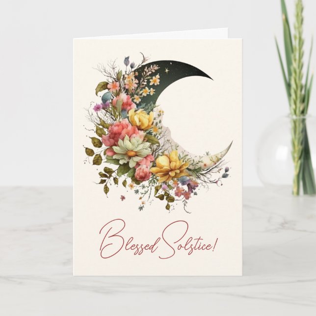 Tarjeta Festiva Create Your Own Spring Floral Crescent Moon (Anverso)