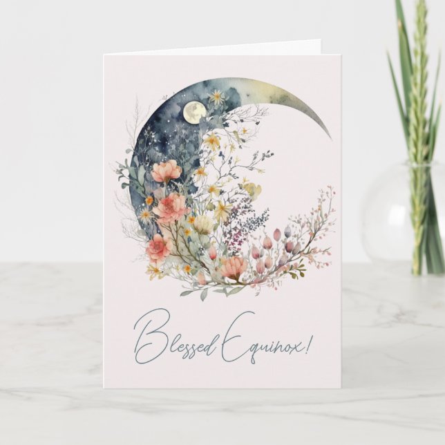 Tarjeta Festiva Create Your Own Spring Meadow Floral Crescent Moon (Anverso)