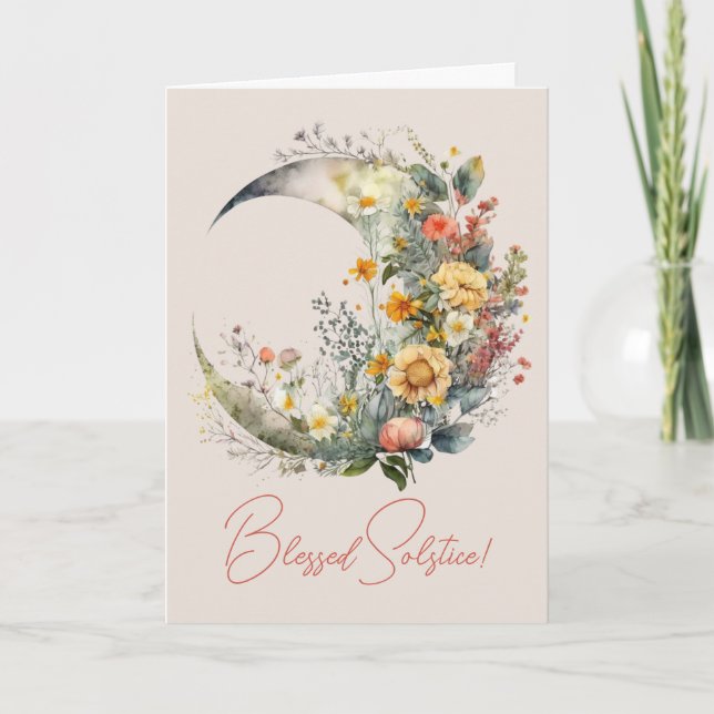 Tarjeta Festiva Create Your Own Sunny Floral Crescent Moon (Anverso)