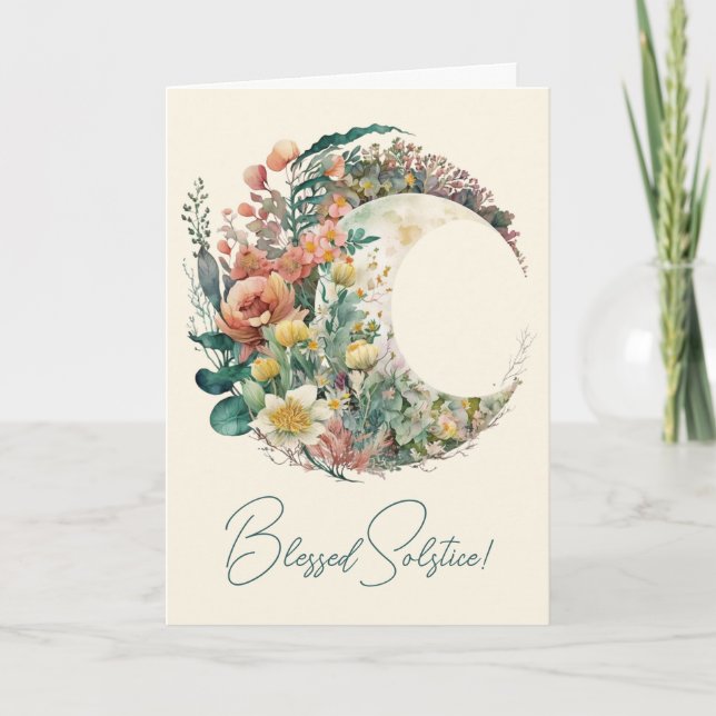 Tarjeta Festiva Create Your Own Tropical Floral Crescent Moon (Anverso)