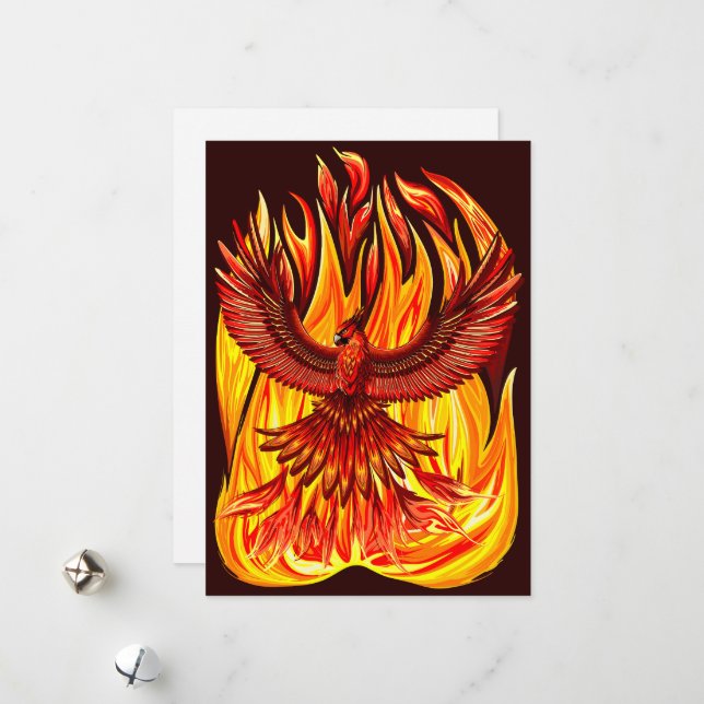 Tarjeta Festiva Creatura mitológica inmortal de Phoenix (Anverso/Reverso In Situ)