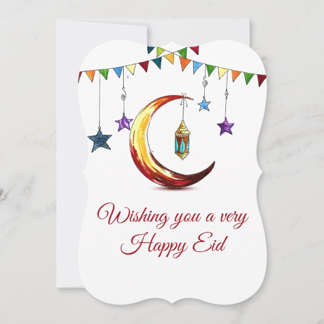 Tarjeta Festiva Creciente islámico de Eid Mubarak (Anverso)