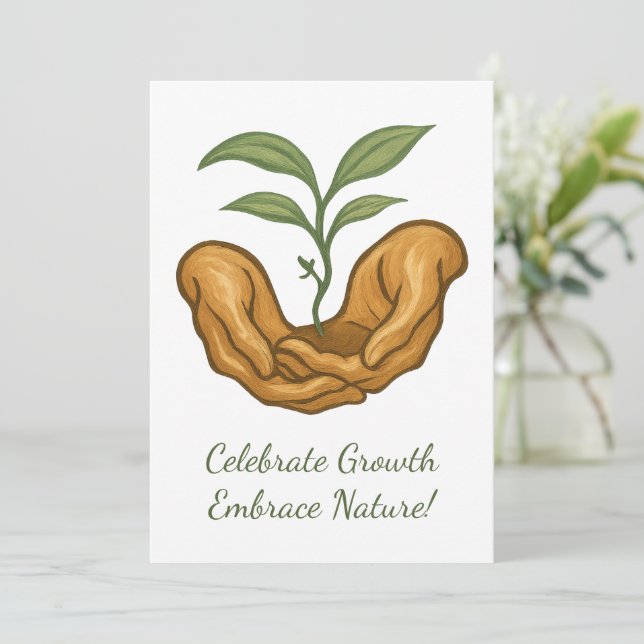 Tarjeta Festiva Crecimiento primaveral Pascua - Día de la Tierra,  (Anverso de pie)