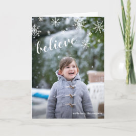 Tarjeta Festiva Cree en los copos de nieve simples Navidades de fo