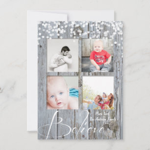 Tarjeta Festiva Cree en los Navidades de las Estrellas Rustic Wood