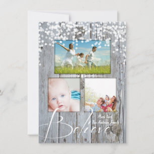 Tarjeta Festiva Cree en los Navidades de las Estrellas Rustic Wood