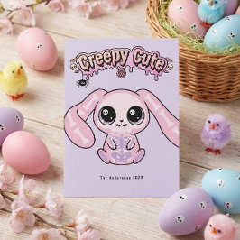 Tarjeta Festiva Creepy Cute Pastel Goth Easter Skull Bunn