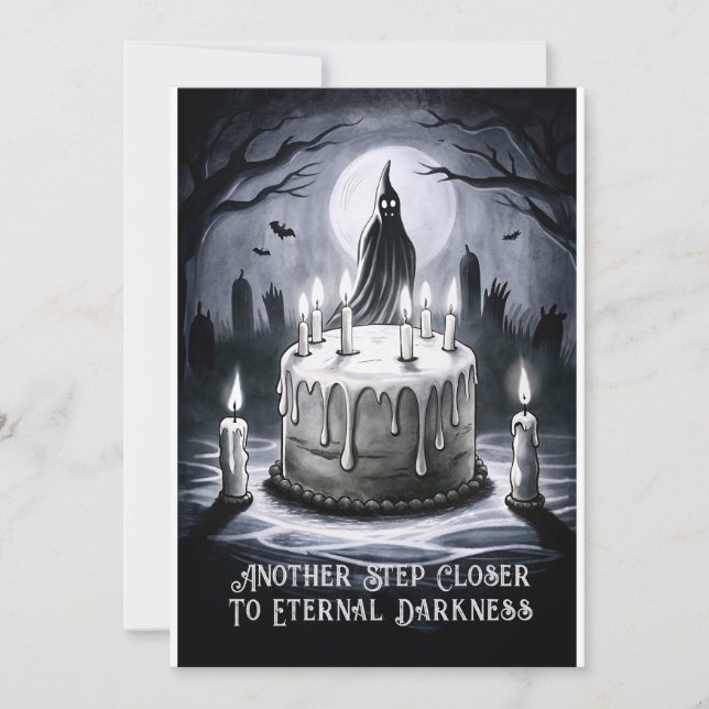 Tarjeta Festiva Creepy Gracioso pastel de Fantasma para B-day (Anverso)