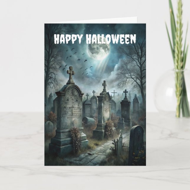 Tarjeta Festiva Creepy Graveyard (Anverso)