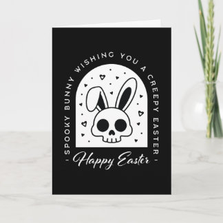 Tarjeta Festiva Creepy Happy Easter bunny skull gothic aesthetic